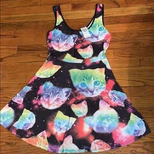 Hot Topic Goth Skater Dress with Rainbow Cats NWT